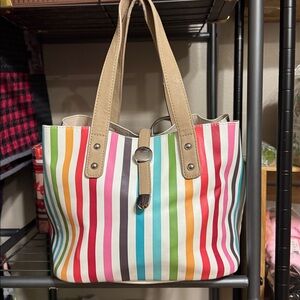 Charming Charlie Colorful Striped Tote Bag